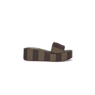 FENDI SUNSHINE BROWN FABRIC FLATFORM SLIDES 8R8515AORHF1P95 FENDI SUNSHINE BROWN FABRIC FLATFORM SLIDES 8R8515AORHF1P95